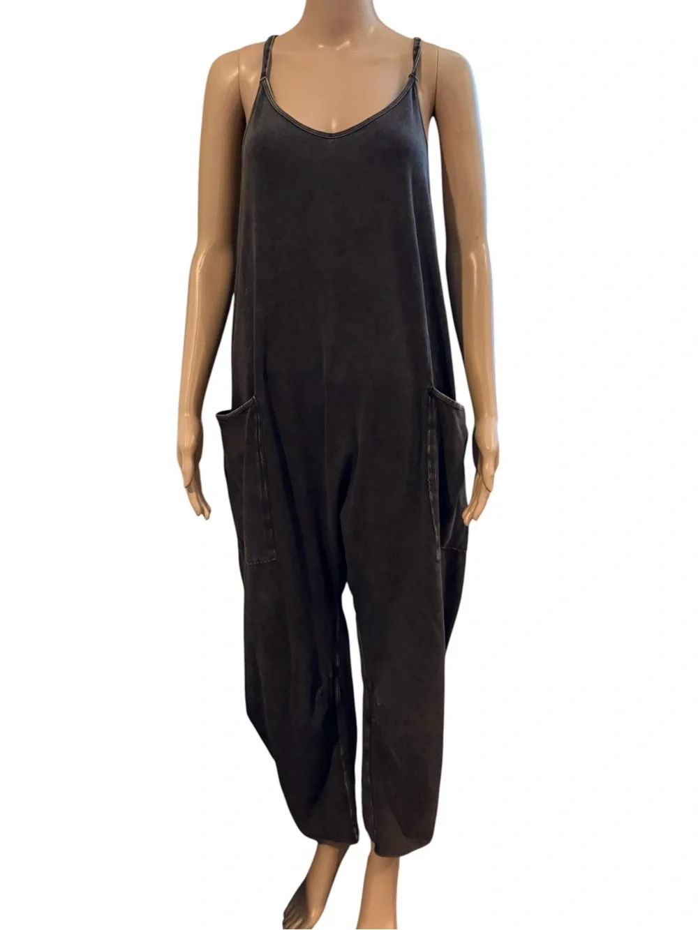 Free People FP Movement All Strapped Harem Jumpsuit in a gorgeous washed black M